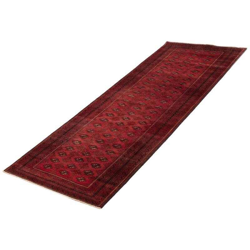 ECARPETGALLERY Hand-knotted Teimani Red Wool Rug - 3'6 x 9'9