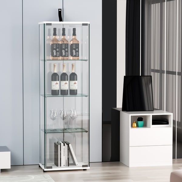 4-Shelf Glass Display Cabinet for Collectibles,Curio Display