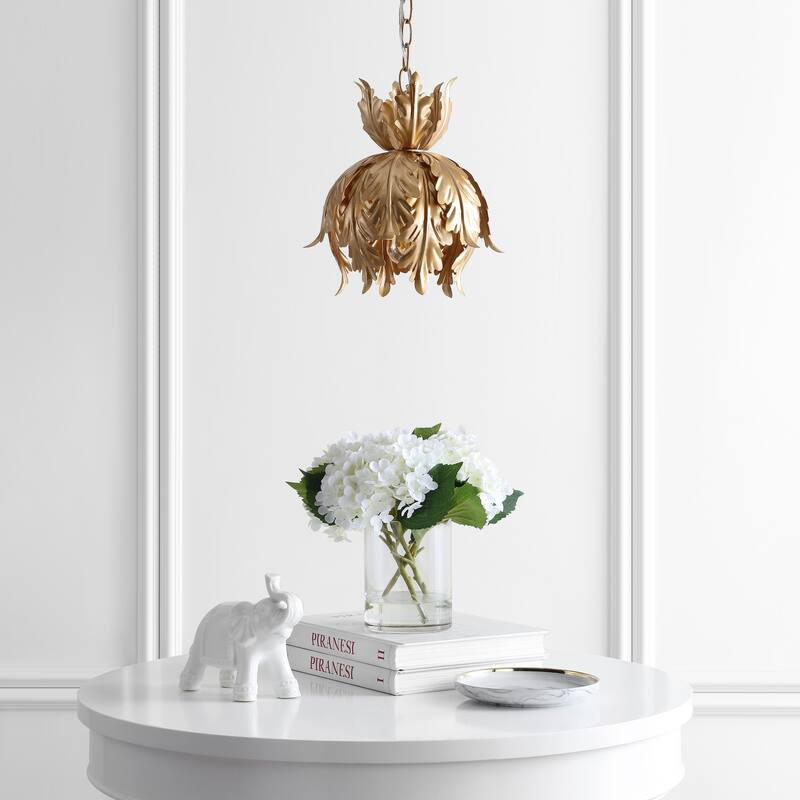 Chase 12" Adjustable Metal LED Pendant, Gold by JONATHAN Y