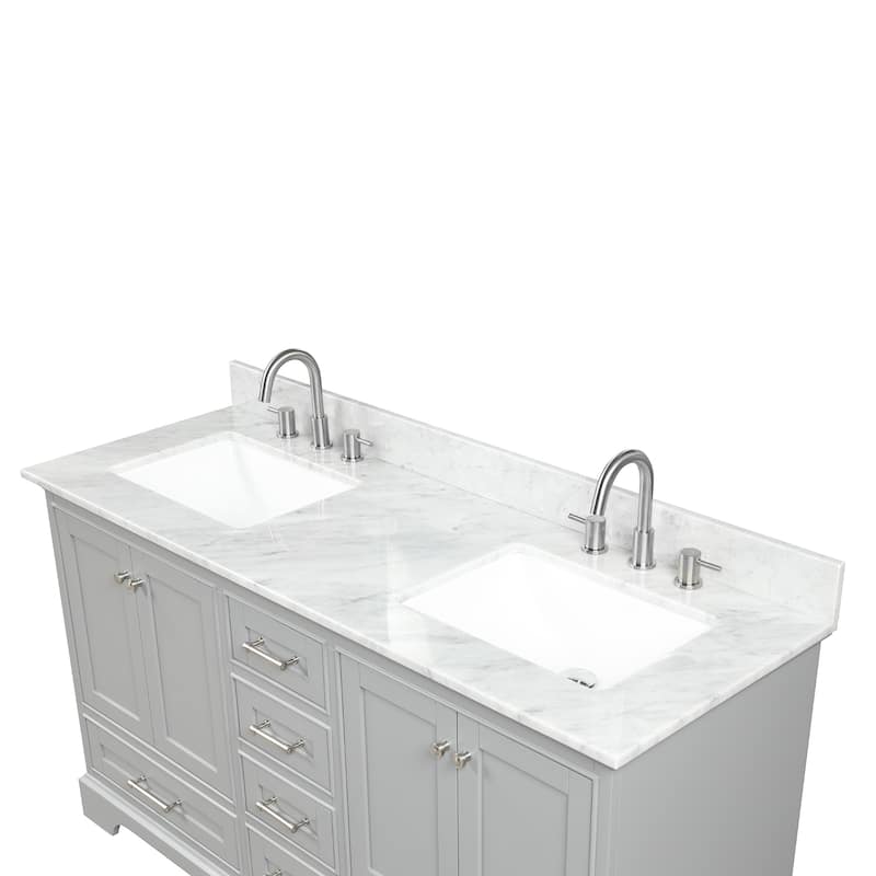 Blossom Copenhagen 60" Double Vanity with Marble Top, Sinks & Mirror