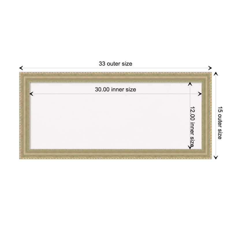 Champagne Teardrop Wood Framed White Corkboard Bulletin Board - Board Size 30x12