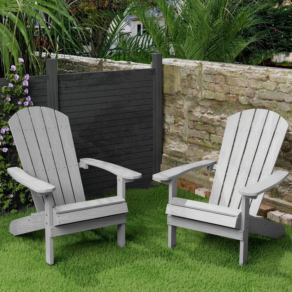 WINSOON All Weather HIPS Outdoor Plastic Adirondack Chairs Set of 2