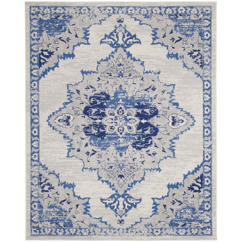Nourison Whimsicle Persian Medallion Ivory Blue Area Rug