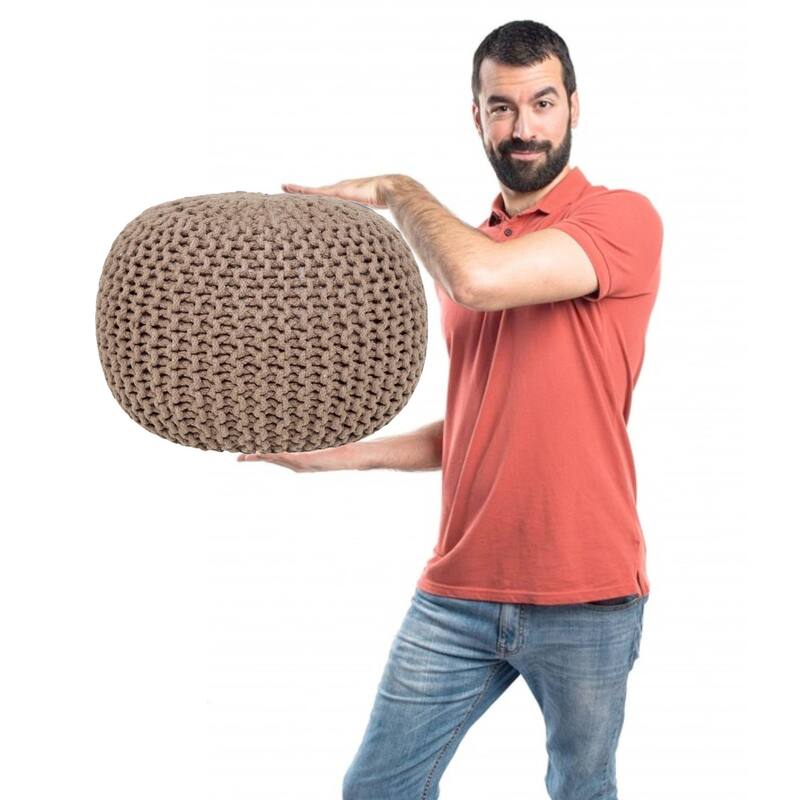 AANNY Designs Lychee Knitted Cotton Round Pouf Ottoman