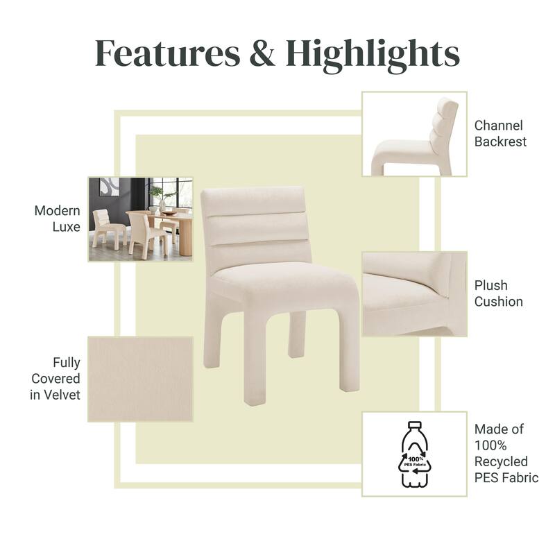 NPD Furniture Josie Velvet Dining Side Chair (Set of 2)