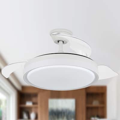 42" Reversible Ceiling Fan with Retractable Blades,6 Speed Ceiling Fan with LED Lights and Remote Control