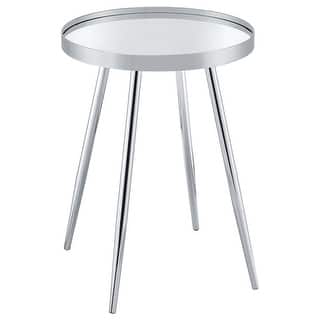 Kaelyn Contemporary Round Mirror Top End Table