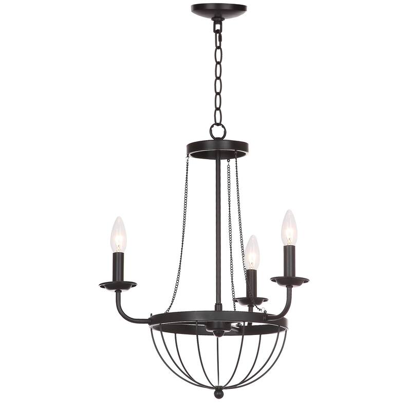 SAFAVIEH Lighting Brandee Adjustable 3-Light Black Chandelier - 18"x18"x25.5-95.5"