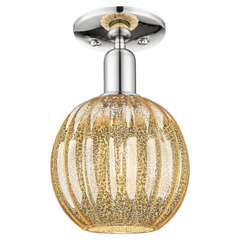 Innovations Lighting 716-1C-G458-7ME Preston 7" Wide Semi-Flush Globe - Polished Nickel