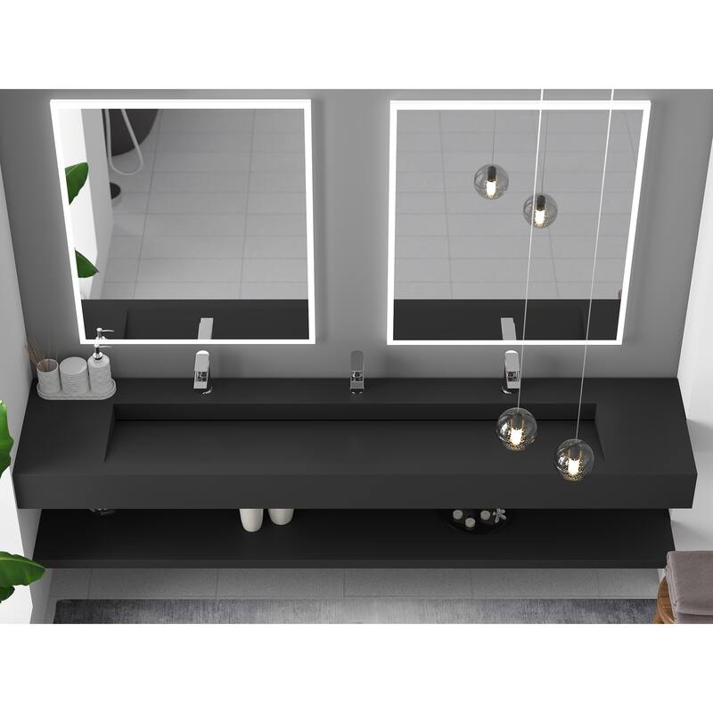 Pyramid Solid Surface Wall-Mounted Bathroom Sink