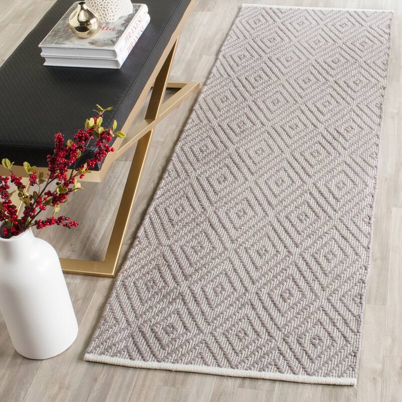SAFAVIEH Handmade Flatweave Montauk Oushak Cotton Rug - 2'3" x 11' Runner - Grey/Ivory