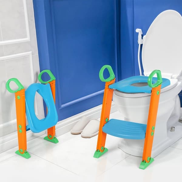 slide 2 of 8, Potty Training Seat Toilet with Ladder - 1-PCS