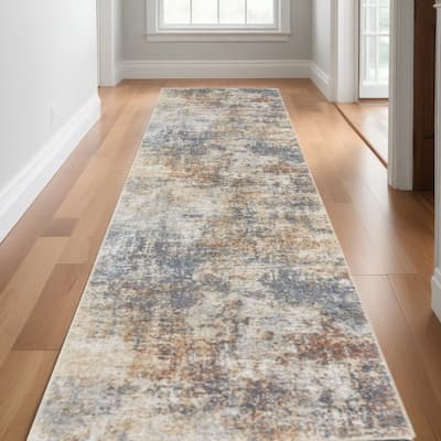 Pino Power Loomed Abstract Modern Low Pile Area Rug By HomeRoots - 120' X '26' X '0.25