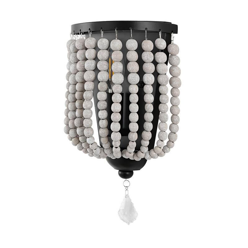 WINGBO Wood Beaded Wall Sconces,Bohemia Wall Lights for Bedroom - N/A