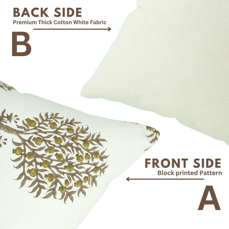 Fabdivine Thick Cotton White Block Print Throw Home Decorative Accent Cushion Cover