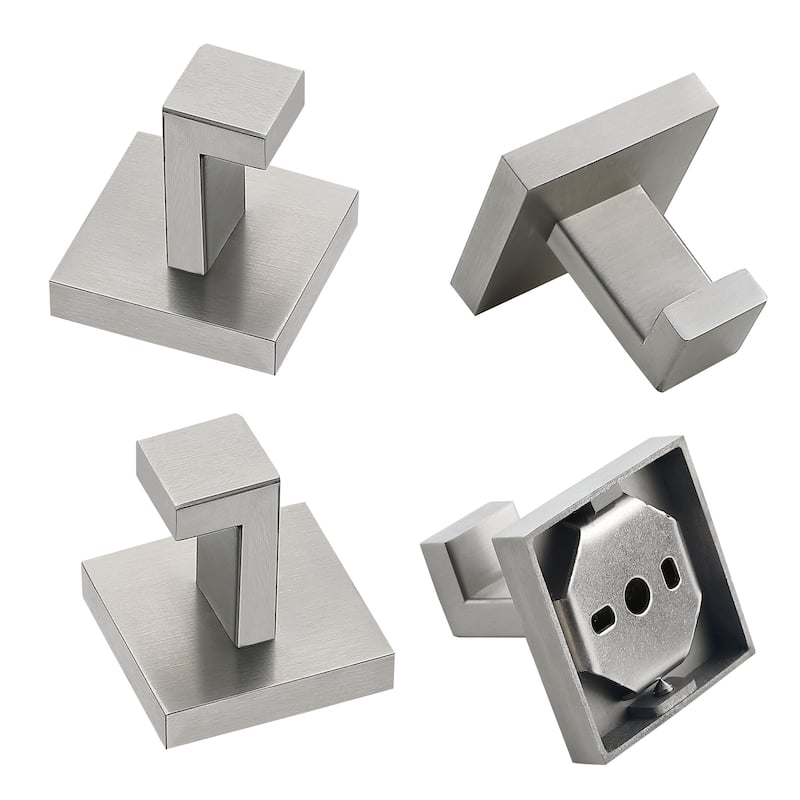Wall Mounted 4-Piece Towel Hook Square Robe Hooks in Stainless Steel