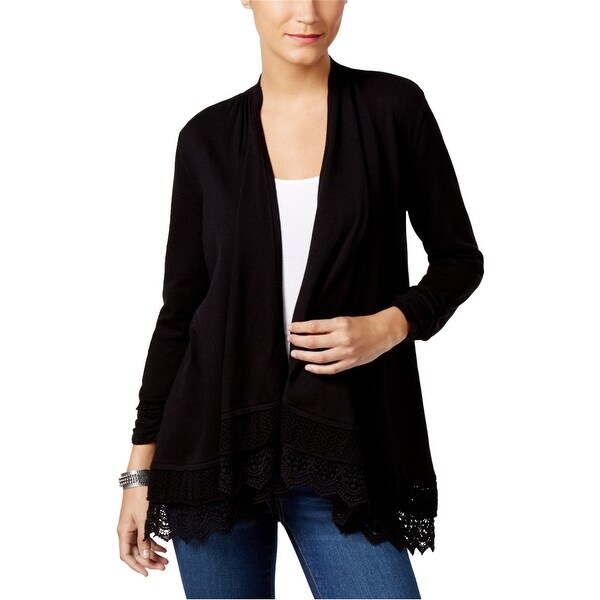 womens black open front cardigan