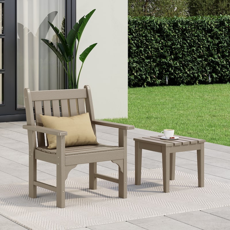 Polytrends Laguna Outdoor Patio Garden Arm Chair Set with Side Table