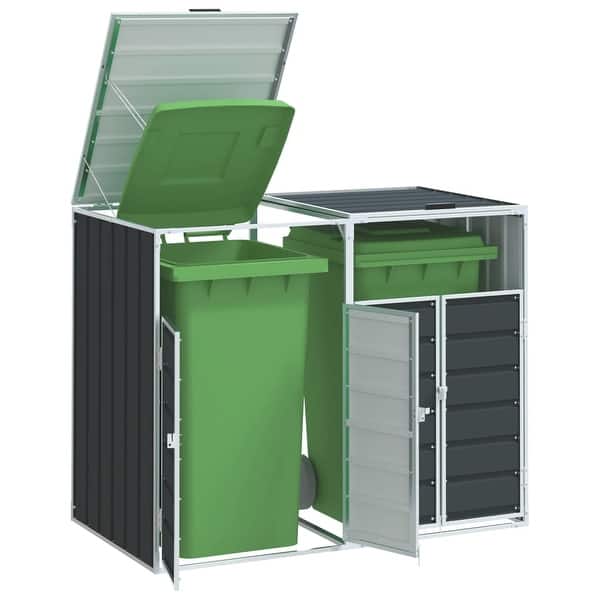 slide 2 of 58, vidaXL Wheelie Bin Storage Rubbish Waste Bin Storage Steel