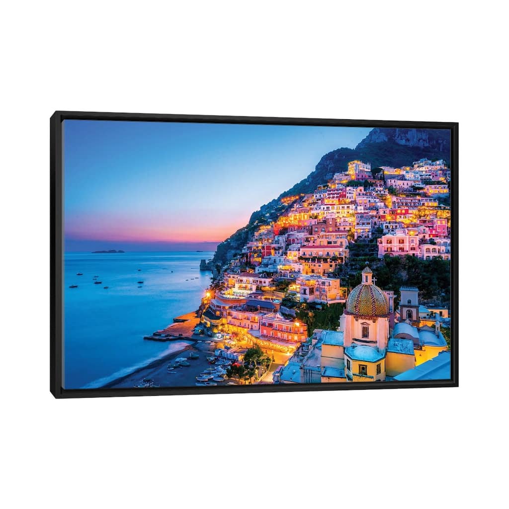 "Positano, Church Santa Maria Assunta Sunset " by Susanne Kremer Framed