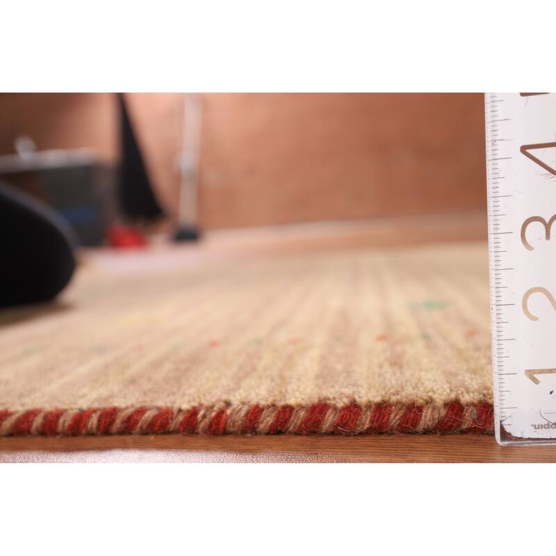 Striped Gabbeh Indian Accent Rug Handmade Wool Carpet - 3'2" x 4'10"