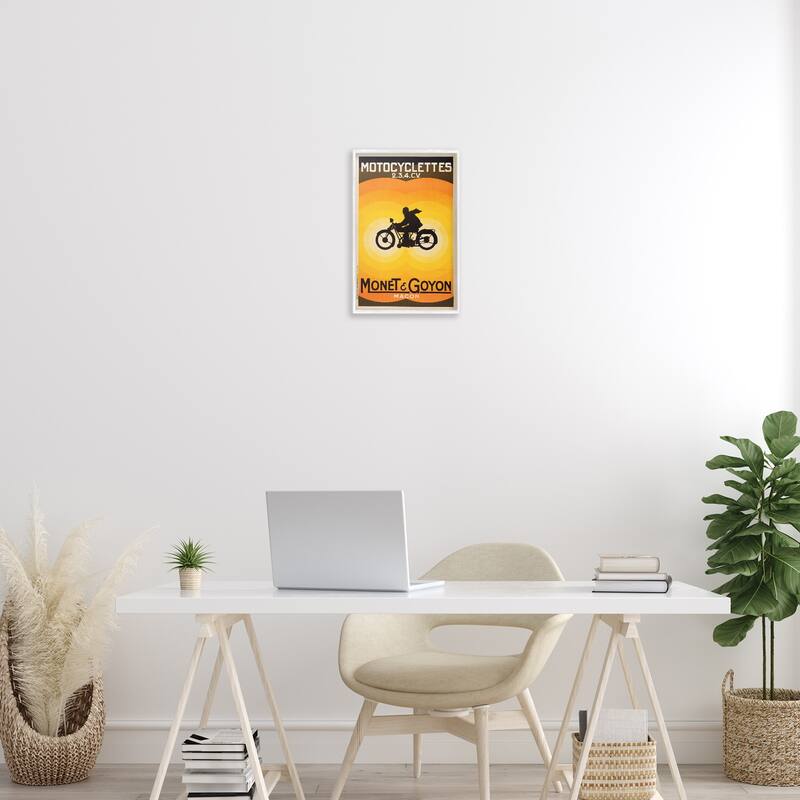 Stupell Vintage Motorcycle Advertisement Framed Giclee Art Design By Marcus Jules