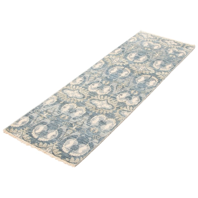 ECARPETGALLERY Hand-knotted Mystique Teal Wool Rug - 2'7 x 7'10