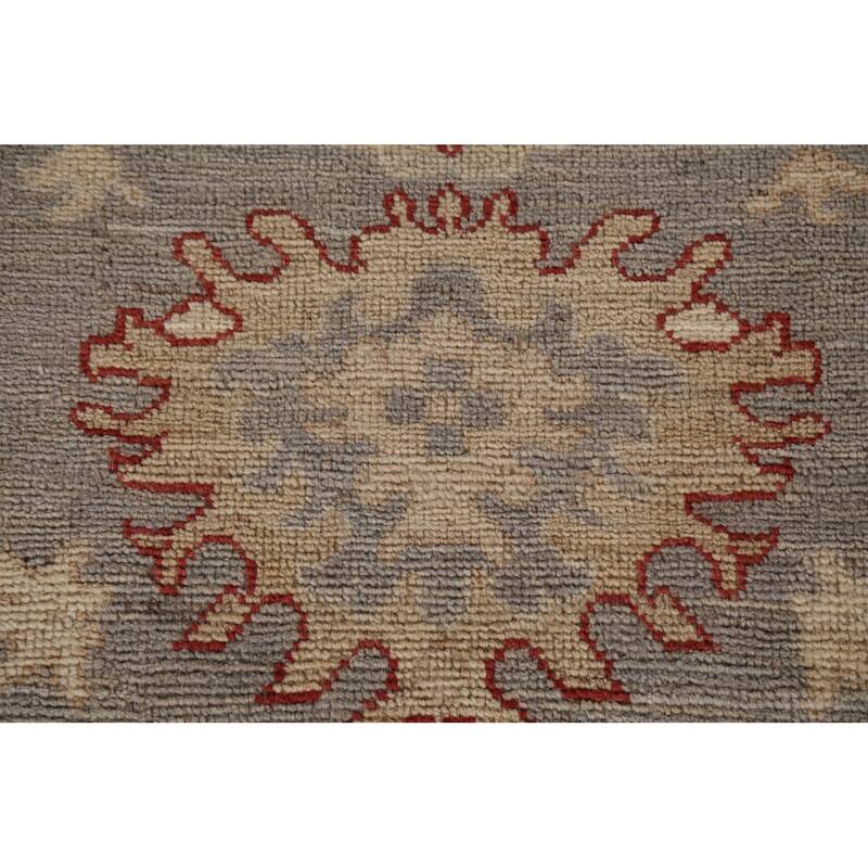 Vegetable Dye Oushak Turkish Area Rug Handmade Grey Wool Carpet - 8'4"x 9'11"