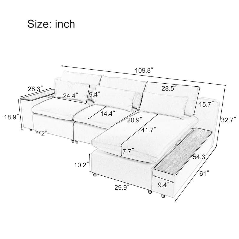 Modular Sectional Sofa with Removable Back Cushions