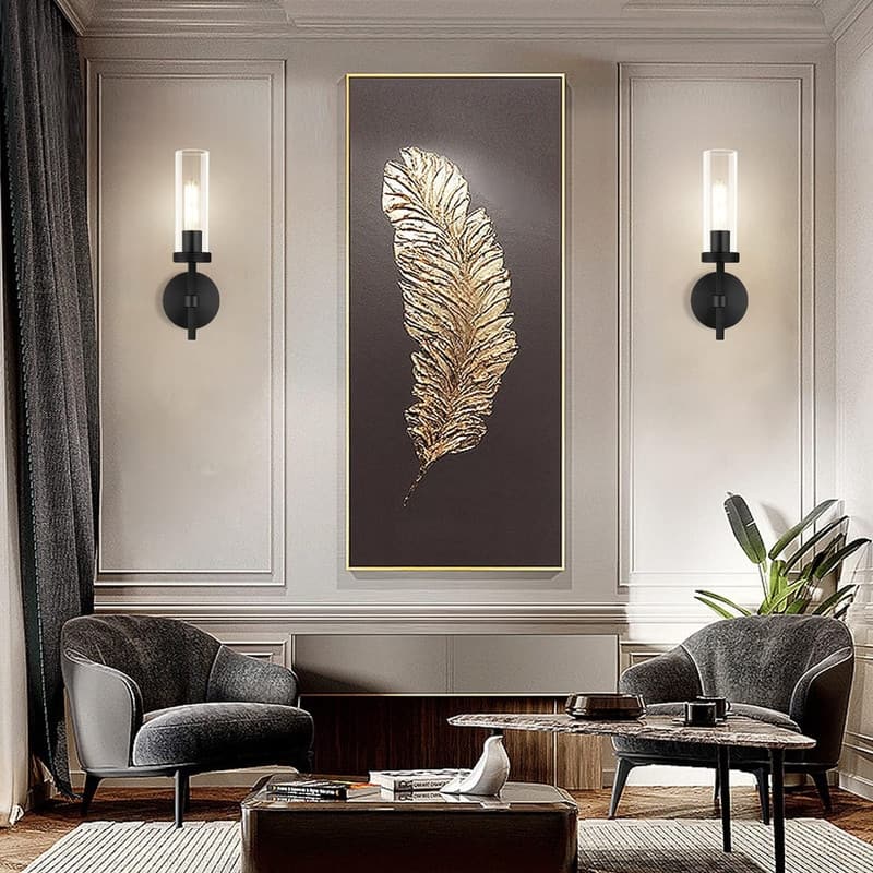 KAYLA Indoor Wall Light, Brass Wall Sconces Lighting Fixture, Bathroom Vanity Wall Sconces, Glass Tube Wall Sconces(2-Sets)
