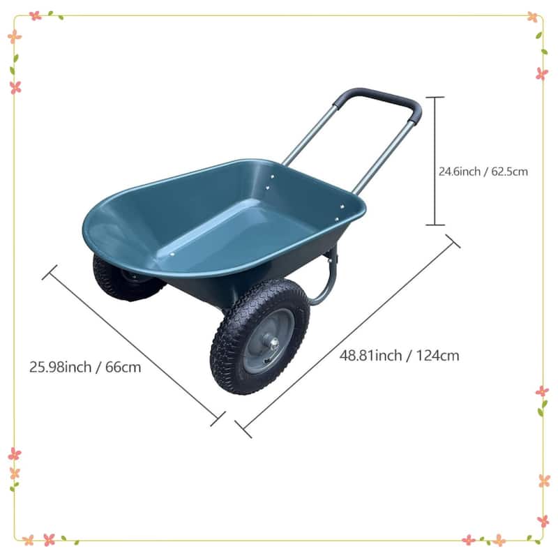 4 Cu Ft Heavy-Duty Steel Utility Wagon with Dump Bed 600 lb Capacity Green