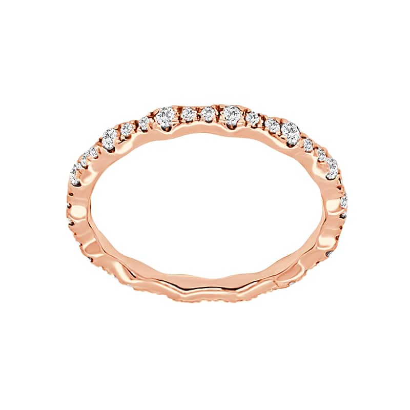 Auriya 14k Gold Lab Grown Round Diamond Scallop Eternity Band 0.25 ct. tw. (F-G, VS) - 5 - Rose