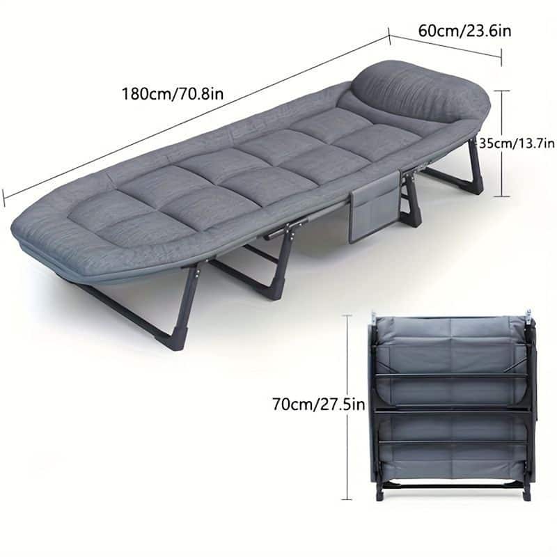 Portable Folding Camp Bed with Mattress, Multi-Functional Nap Cot