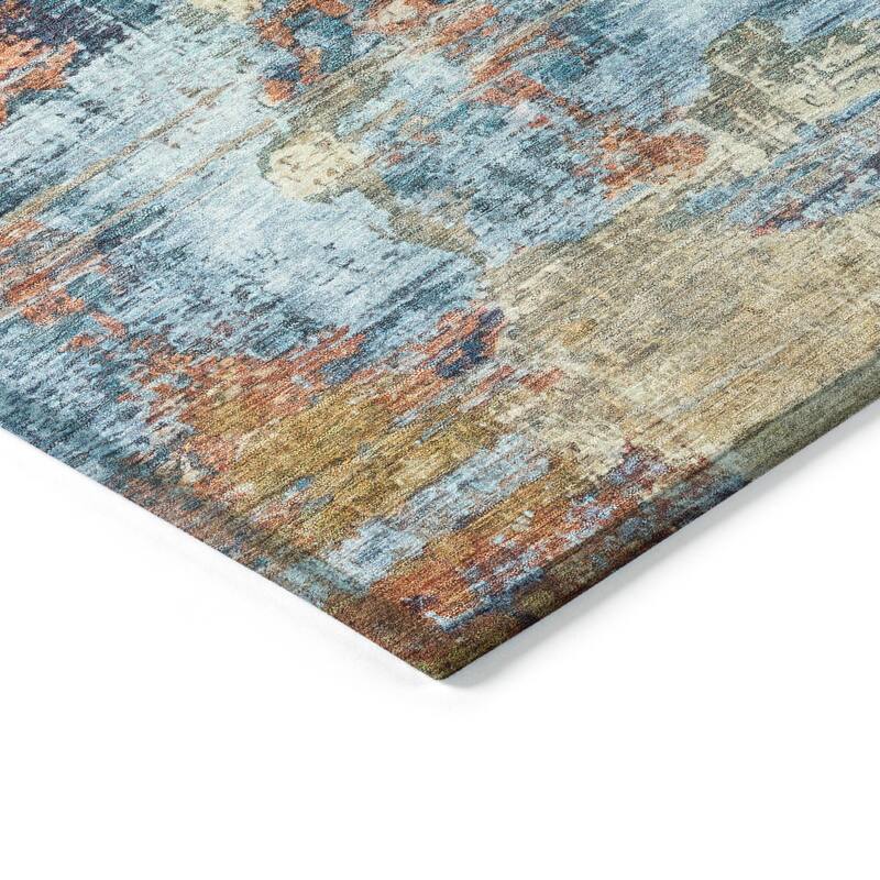 Machine Washable Indoor/ Outdoor Abstact Contemporary Chantille Rug