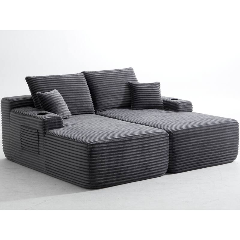 Oversized Boneless Double Chaise Lounge, Sectional Deep Seat Cloud Couch, Oversized Compressed Loveseat Sleeper Sofa