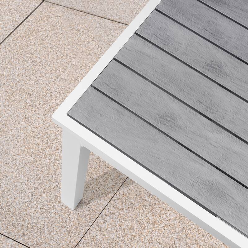 VredHom Outdoor Aluminum Dining Table 6-Person Patio Expandable Table - 83.1" / 63.2" (L) x 33.66" W x 30.51" H