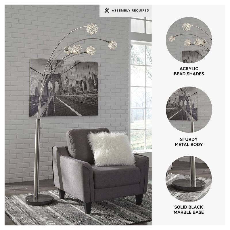 Winter Silver Finish 95 Inch Arc Floor Lamp - 13.75" W x 27" D x 95" H