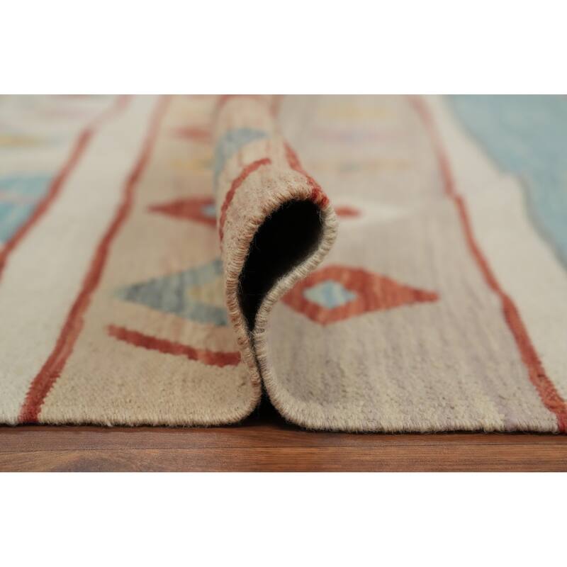 Hand Woven Oriental 100% Wool Carpet Southwestern Tribal Multi-Colored Kilim Area Rug - 9' 10'' X 8' 3''