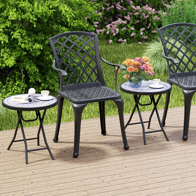 Gymax Round Folding Side Table 18 Inch Patio Coffee Table w/ Tempered