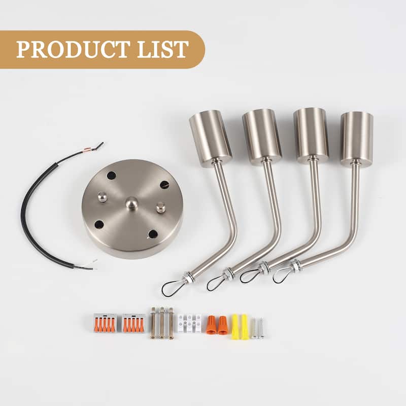 Modern 4-Light Semi Flush Mount Ceiling Light for Dining Room Bedroom Hallway Entryway