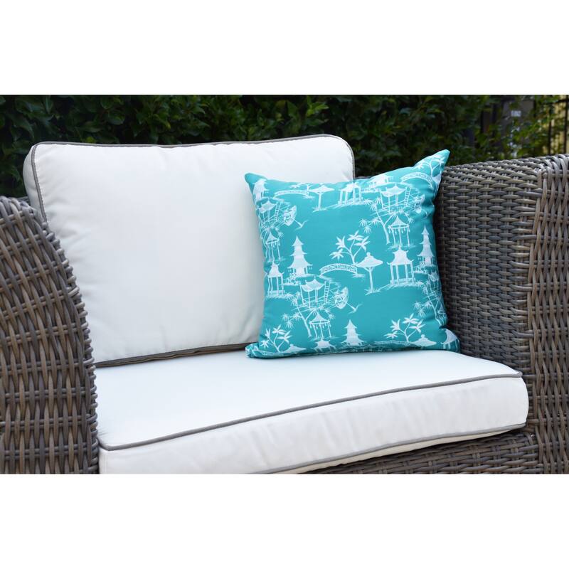 20 x 20 Inch Chinapezka Floral Print Outdoor Pillow
