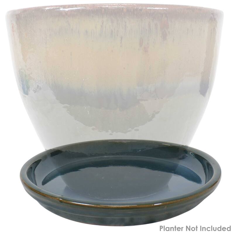 Sunnydaze Set of 2 Glazed Ceramic Planter Saucers - 12"