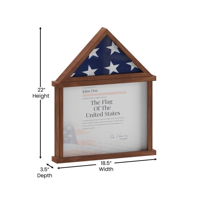 Glass Front Flag Display Case with Certificate Holder