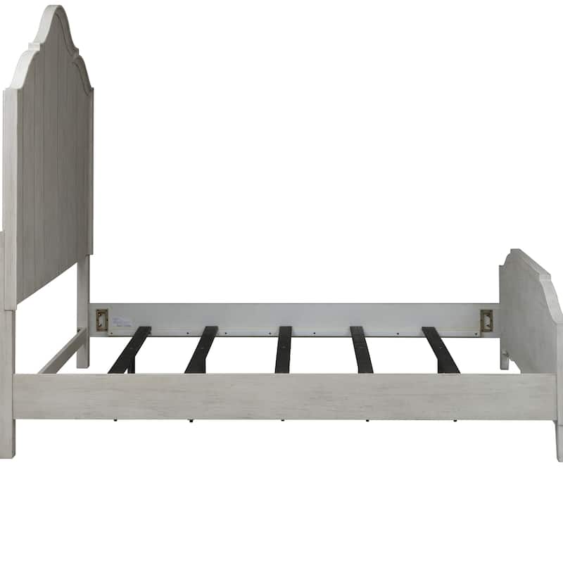 Farmhouse Reimagined Antique White with Chestnut King Poster Bed