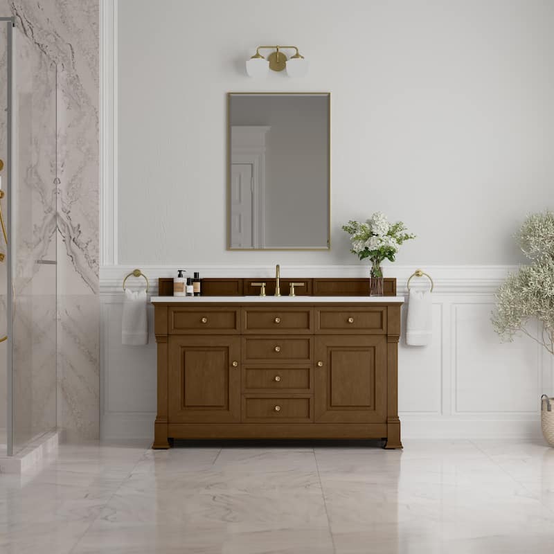 Brookfield 60S" Single Vanity, Honey Oak
