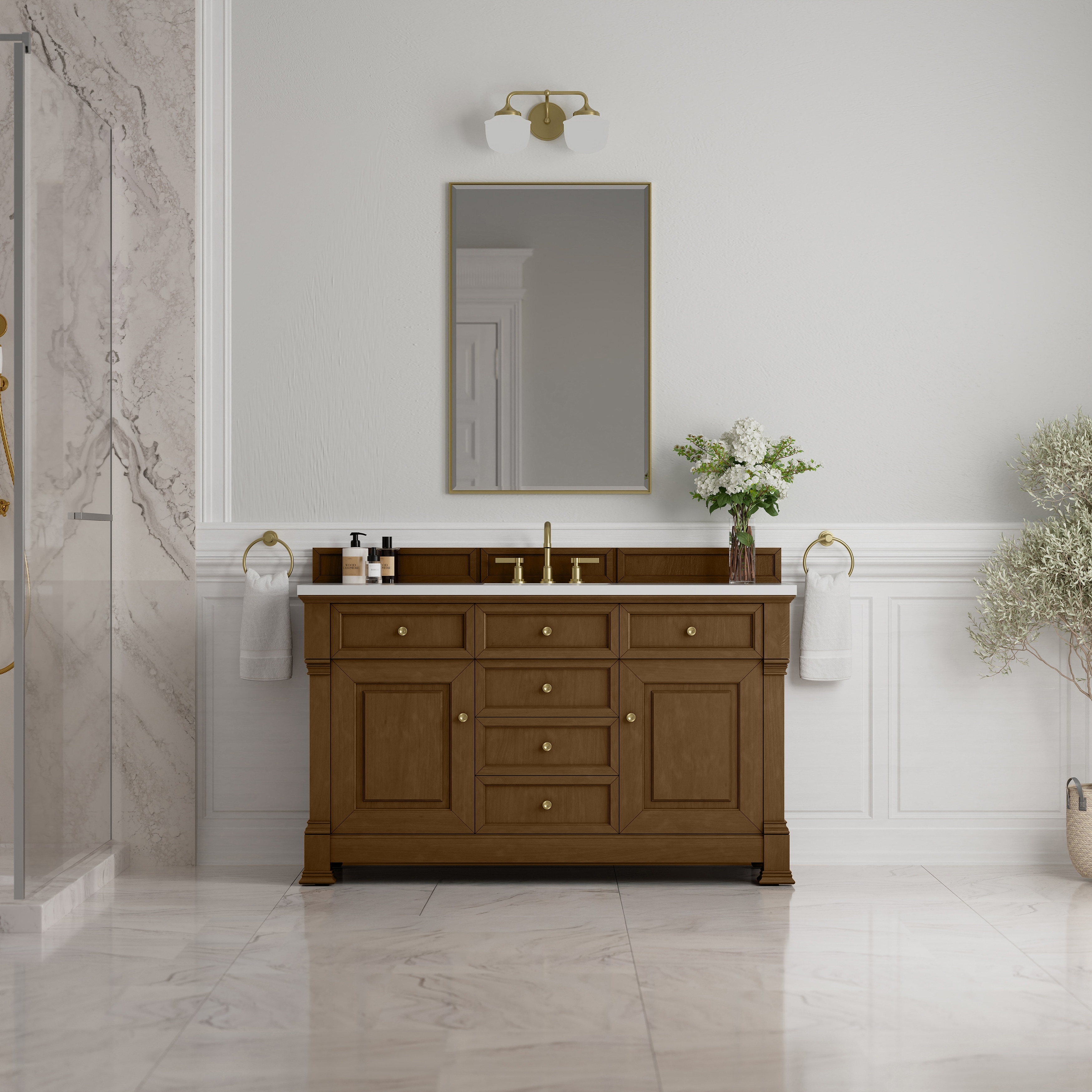 James Martin Vanities Brookfield 60S" Single Vanity, Honey Oak