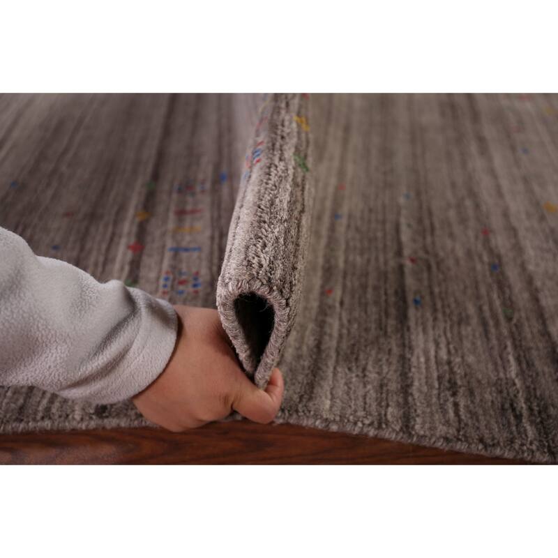 Striped Gabbeh Indian Area Rug Handmade Wool Carpet - 5'1"x 8'0"