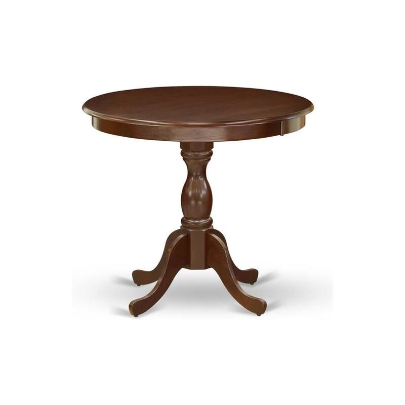 Round Wood Dining Table - Modern Pedestal Table, Asian Style, Mahogany Finish, Small Kitchen Table - 36