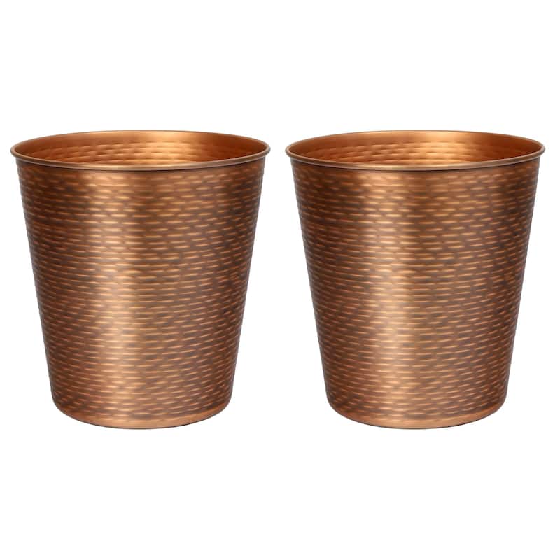 happimess Remi Modern Classic Textured Steel 2-Gallon Wastebasket - Antique Copper - Set of 2