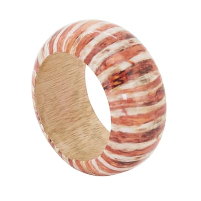 Wood Napkin Rings With Striped Design (Set of 4)